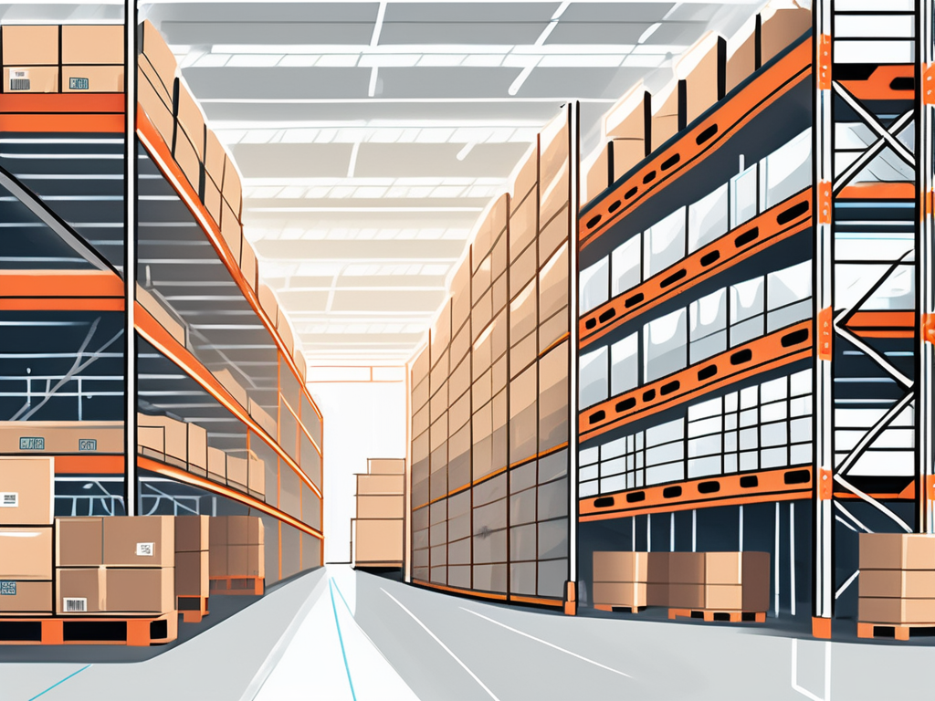 A streamlined warehouse with various organized sections