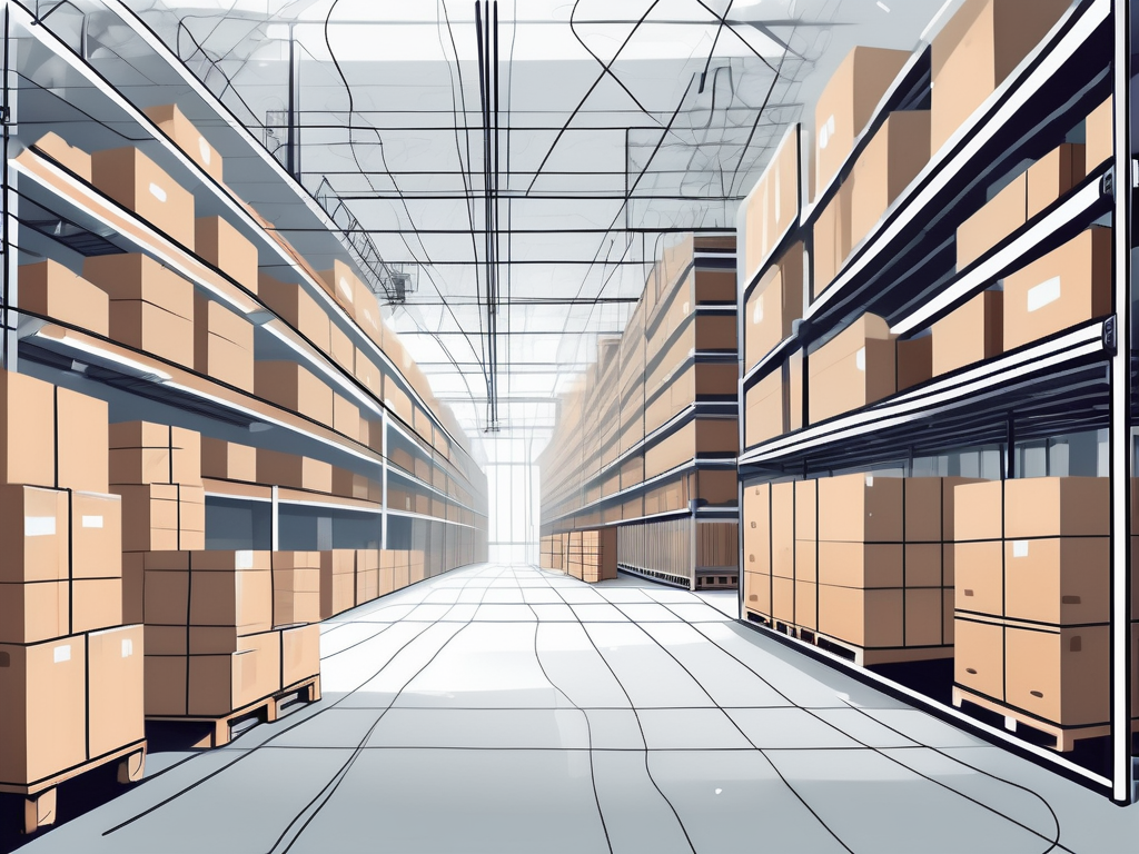 A well-organized warehouse with high-tech security systems and quality control devices