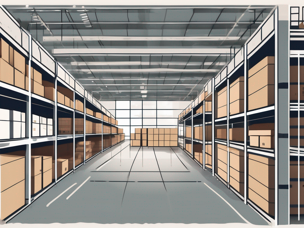 A well-organized warehouse with various sections for different products